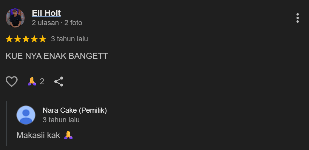 Testimoni Pelanggan Nara Cakes Cileunyi 6
